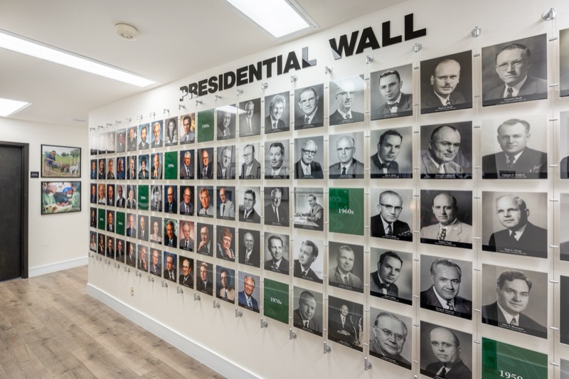 The Presidential Wall now features updated photos, a modern display, and space for future Alumni Association presidents.