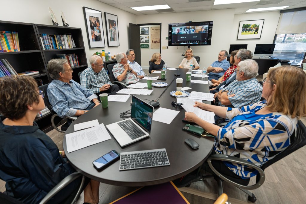 President McKinney leads out at the annual Presidents’ Council in the newly renovated Wilfred J. Snodgrass ’38 Conference Room.