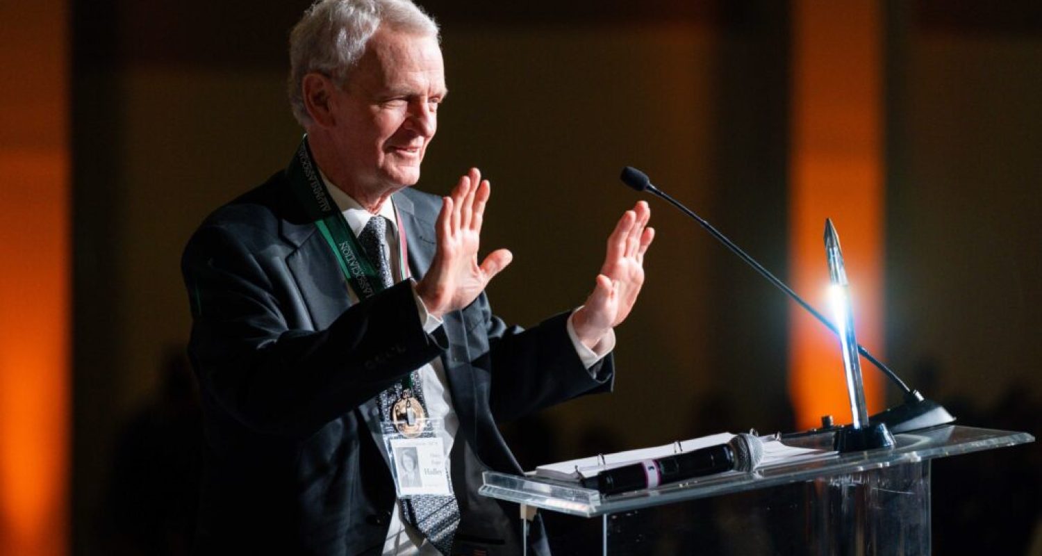 2024-APC-Gala-84-scaled H. Roger Hadley gives his acceptance speech for the Alumnus of the Year Award at the 2024 APC Gala.
