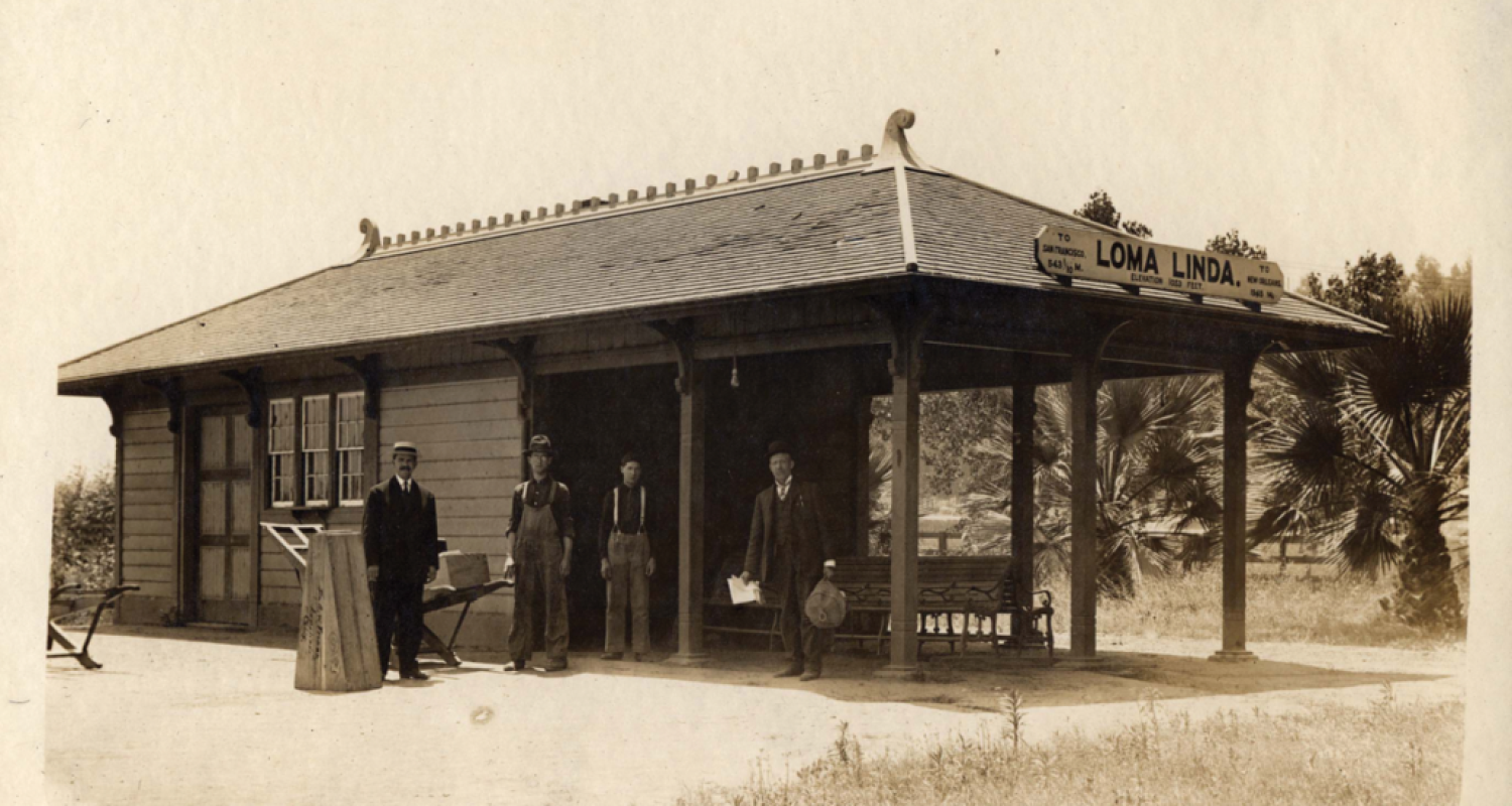 TrainStation-12-1030×750-1 The photo above shows the Loma Linda railroad depot as it appeared shortly after 1909. The building stood until the 1950s when the rail lines opted out of the so-called milk-stop runs, as trollies and other forms of transportation were cutting into their customer base.