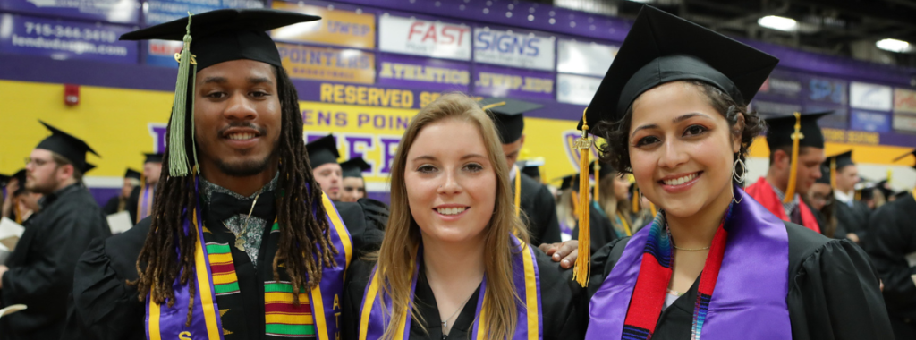 3 graduates at UWSP Commencement