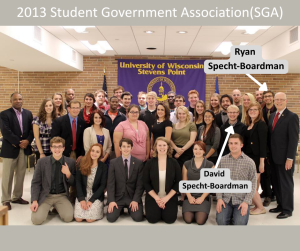 Photo of the members of UWSP Student Government Association in 2012
