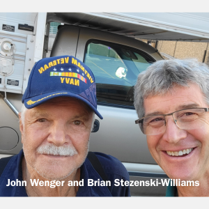 John Wegner and Brian Stezenski-Williams in front of John's camper