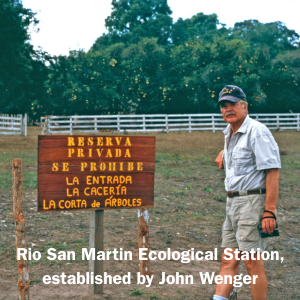 John in front of sign for the Rio San Marting Ecological Station