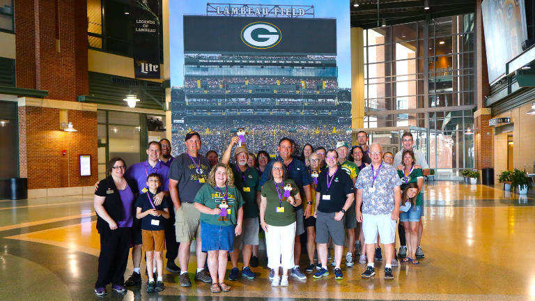 A group of Pointers on a tour of Lambeau Field
