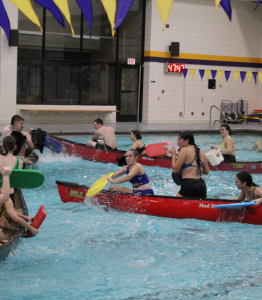 Students participating in canoe battleship