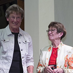 Caroline Tollefson Owens '62 with Nancy Schmulbach Maly ’61.