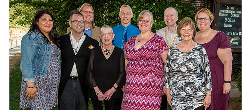 Group shot of the 2017 Alumni Award winners in front of Herrick Chapel.