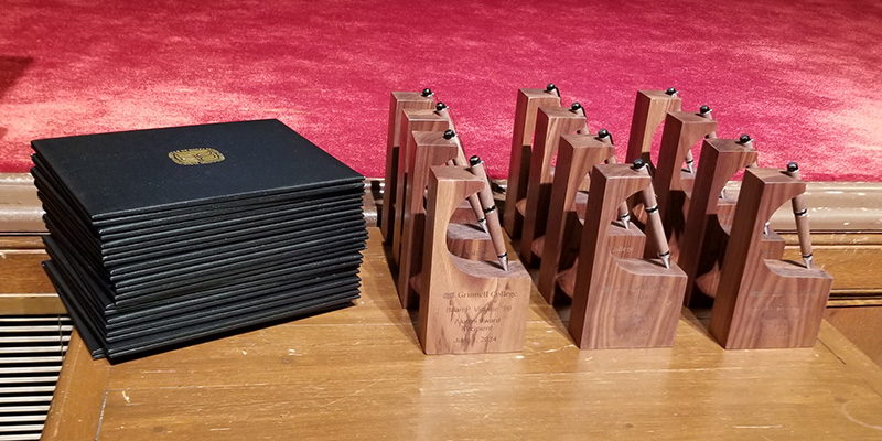 The 2024 Alumni Awards displayed at Herrick Chapel before the 2024 Alumni Assembly.