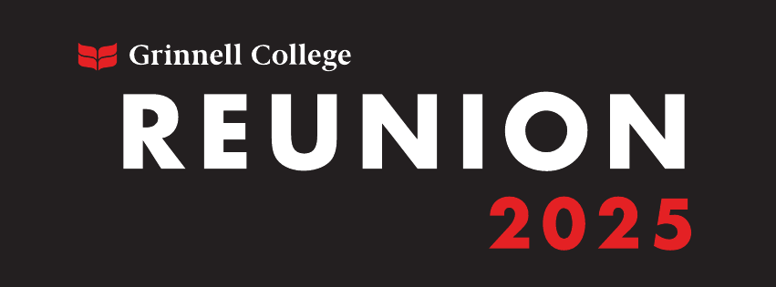 Red and white text on a black background. Text: Reunion 2025