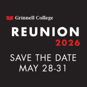Red and white text on a black background. Text: Reunion 2026, Save the date May 28-31.