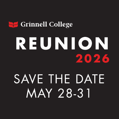 Red and white text on a black background. Text: Reunion 2026, Save the date May 28-31.