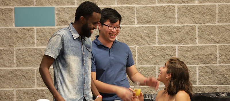 Abdi Yusuf '20 and Yang Luo '20 share a laugh.