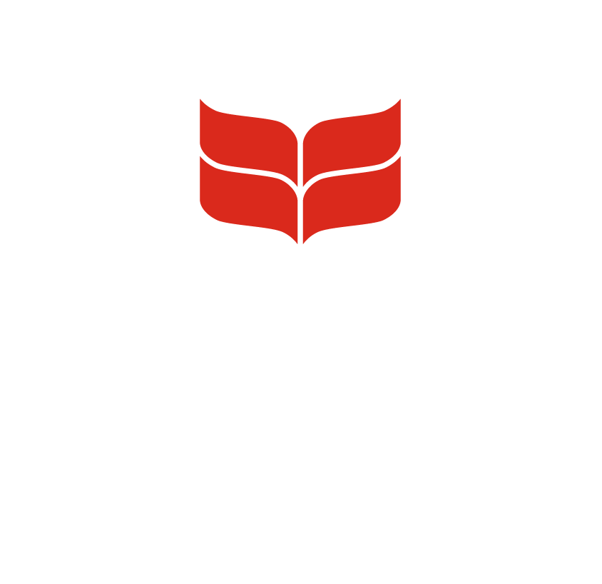 Grinnell College Logo. Red Laurel Leaves over white text. Text: Grinnell College.