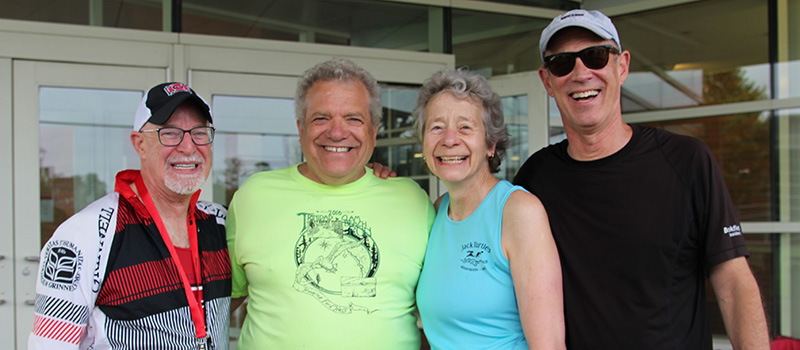 Ed Senn ’79, left, Steven McKelvey ’79, Nancy Wagner ’79, and Ed Lowell ’79