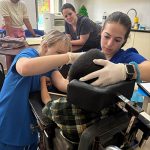 Rachel King ’15, M ’17 in the Sri Lanka swallow clinic